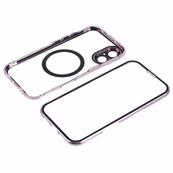 Magnetické puzdro Dual Glass MagSafe pre iPhone 16, ružové rose gold