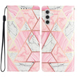 Klapkové puzdro pre Samsung Galaxy A25 5G, Wallet Marble, ružové + 9H sklo
