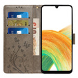 Klapkové puzdro pre Samsung Galaxy A25 5G, Butterfly, sivé + 9H sklo  