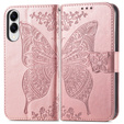 Klapkové puzdro pre Samsung Galaxy S25 Edge, Butterfly, ružové rose gold