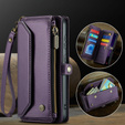Puzdro CASEME pre Samsung Galaxy S24 FE, RFID Leather Wallet, s popruhom cez rameno, fialové
