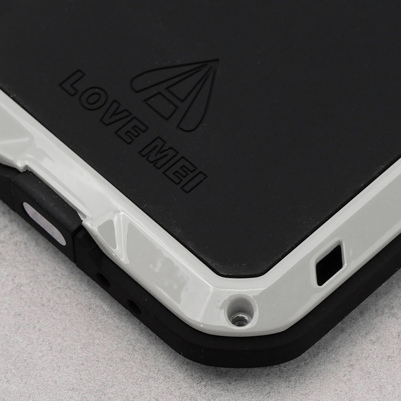 Love Mei Obal na mobil pre iPhone 14 Pro Max, armored with glass, strieborné