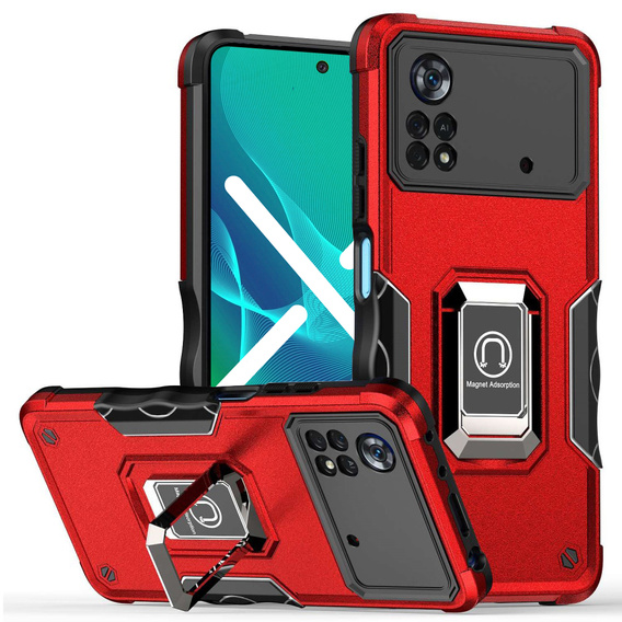 Obal na mobil pre Xiaomi Poco X4 Pro 4G, Dual-Layer Armor, červené