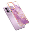 Ochranné puzdro pre Motorola Moto G24 / G24 Power / G04, Marble Slim Case, fialové