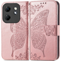Klapkové puzdro pre Infinix Hot 50i 4G, Butterfly, ružové rose gold