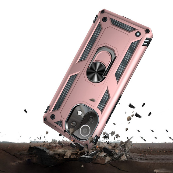 Pancierované obal na mobil pre Xiaomi Mi 11 Lite / Mi 11 Lite 5G / 11 Lite 5G NE, Nox Case Ring, ružové rose gold