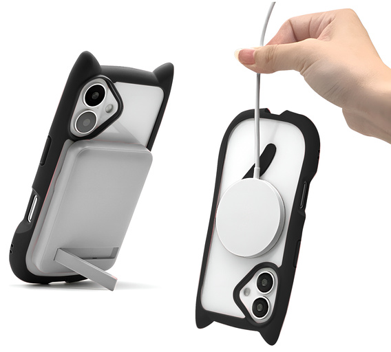 Puzdro pre iPhone 16, pre MagSafe, Cute Cat, čierne + sklo na displej
