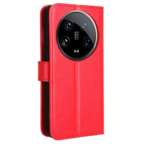 Klapkové puzdro pre Xiaomi 14 Ultra, Crazy Horse Wallet, červené