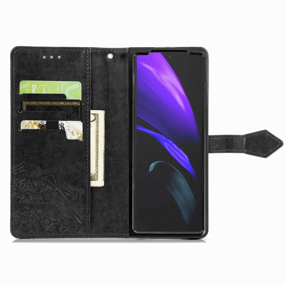 Klapkové puzdro pre Samsung Galaxy Z Fold 4 5G, Mandala, čierne