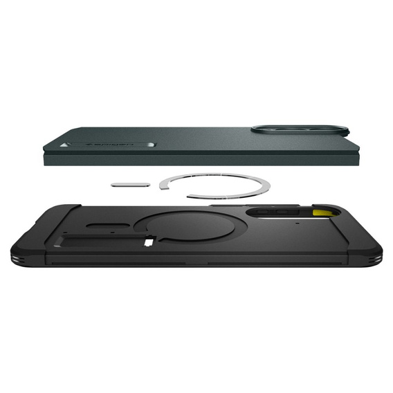 Puzdro Spigen pre Samsung Galaxy A36 5G, Tough Armor Mag MagSafe, čierne + tvrdené sklo 9H