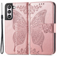Klapkové puzdro pre Samsung Galaxy S21 FE, Butterfly, ružové rose gold