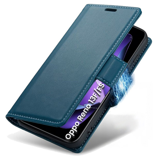 Puzdro pre Oppo Reno 13F / Oppo Reno 13FS, ERBORD Glossy Litchi, flipová peňaženka, modré