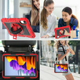 Pevné puzdro na Xiaomi Redmi Pad 2 s podstavcom a ramenným popruhom – červeno-čierne
