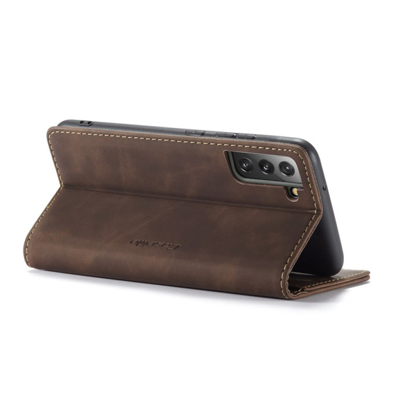 CASEME puzdro pre Samsung Galaxy S22 5G, Leather Wallet Case, káva