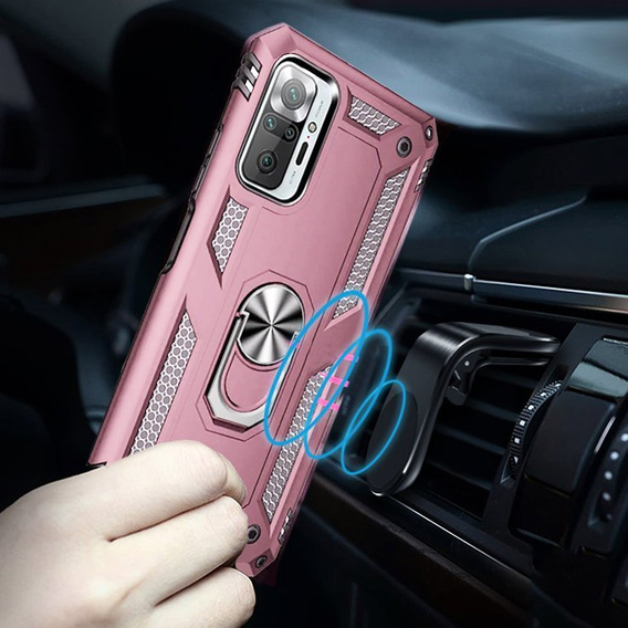Pancierované obal na mobil pre Xiaomi Redmi Note 10 Pro, Nox Case Ring, ružové rose gold
