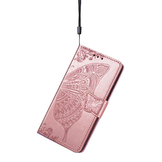 Klapkové puzdro pre Samsung Galaxy A16, Butterfly, ružové rose gold