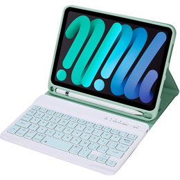 Puzdro s bluetooth klávesnicou pre iPad mini 8.3" 2021 (6 gen.) / iPad mini 8.3" 2024 (7 gen.), zelený