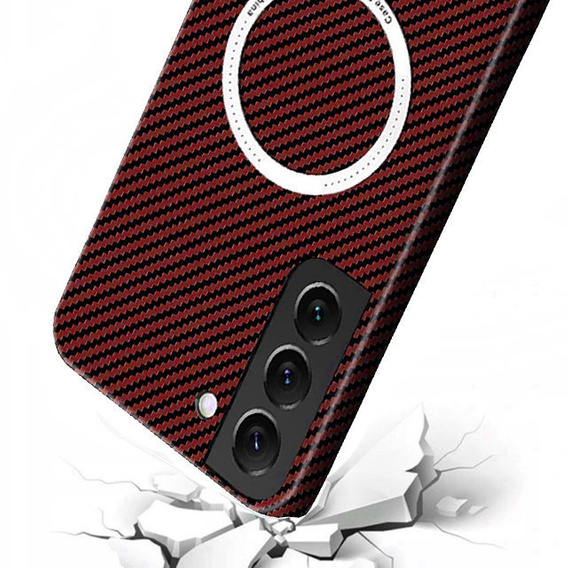 Obal na mobil pre Samsung Galaxy S23, Magsafe Slim Carbon, červené
