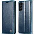 CASEME flipové puzdro pre Samsung Galaxy S21 FE, Waxy Textured, modré