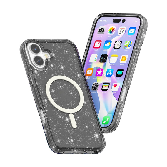 Puzdro pre iPhone 17, pre MagSafe, trblietavé, priesvitné čierne