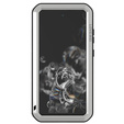 Love Mei Obal na mobil pre Samsung Galaxy S21 FE, armored with glass, strieborné