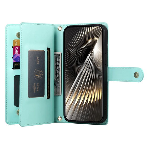 Klapkové puzdro pre Xiaomi Poco X7 Pro 5G, Wallet Zipper Pocket, zelený