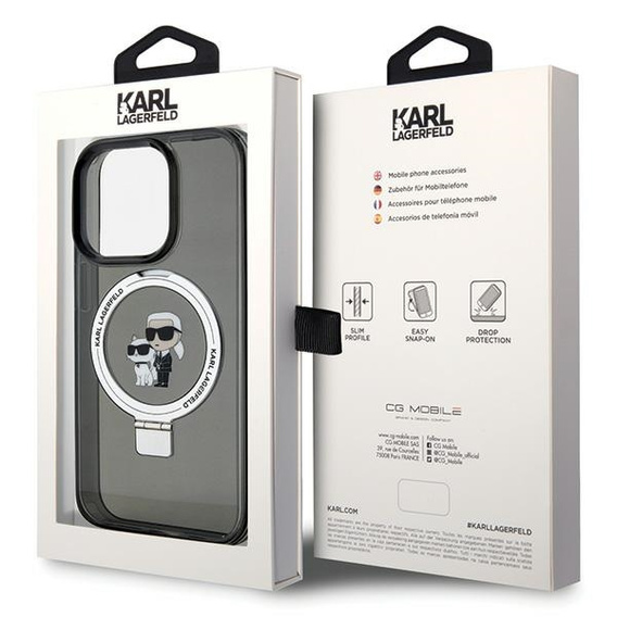 Stojan na prstene Karl Lagerfeld Puzdro MagSafe Karl & Choupette pre iPhone 15 Pro