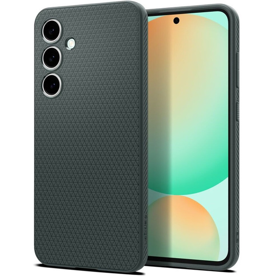 Puzdro Spigen pre Samsung Galaxy S24 FE, Liquid Air, zelený + tvrdené sklo 9H