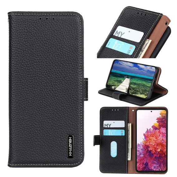 KHAZNEH RFID puzdro pre Xiaomi Poco F6, Litchi Texture, čierne