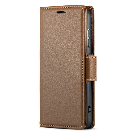 Puzdro pre Oppo A18 4G / A38 4G, ERBORD Glossy Litchi, flipová peňaženka, hnedé