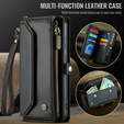Puzdro CASEME pre Samsung Galaxy S25 FE, RFID Leather Wallet, s popruhom cez rameno, čierne