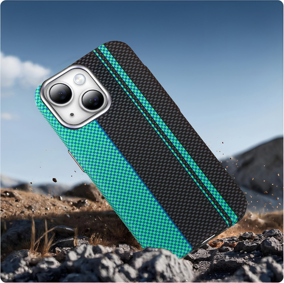 Puzdro pre iPhone 13, Carbon Fiber MagSafe, čierna / modrá