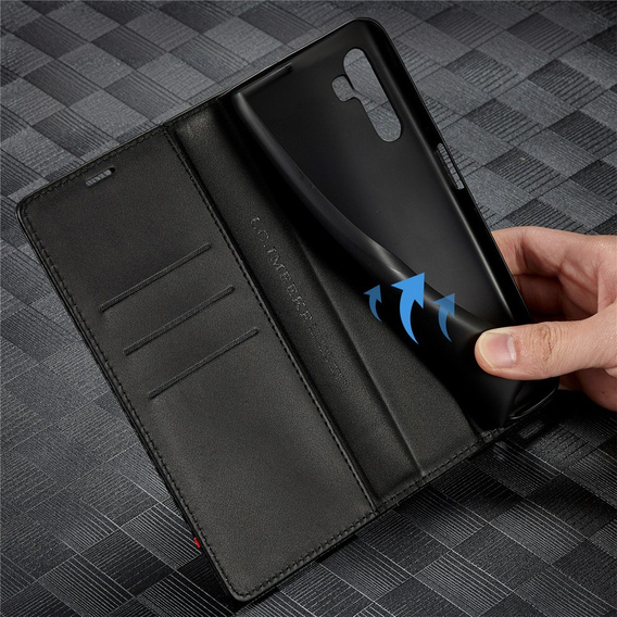 Kryt s chlopňou LC.IMEEKE pre Samsung Galaxy A17 5G, s karbónovou textúrou, čierny