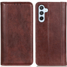 Obal na mobil pre Samsung Galaxy S24, Wallet Litchi Leather, hnedé