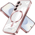 Puzdro pre Samsung Galaxy S25, Electro MagSafe, ružové rose gold + sklo na displej
