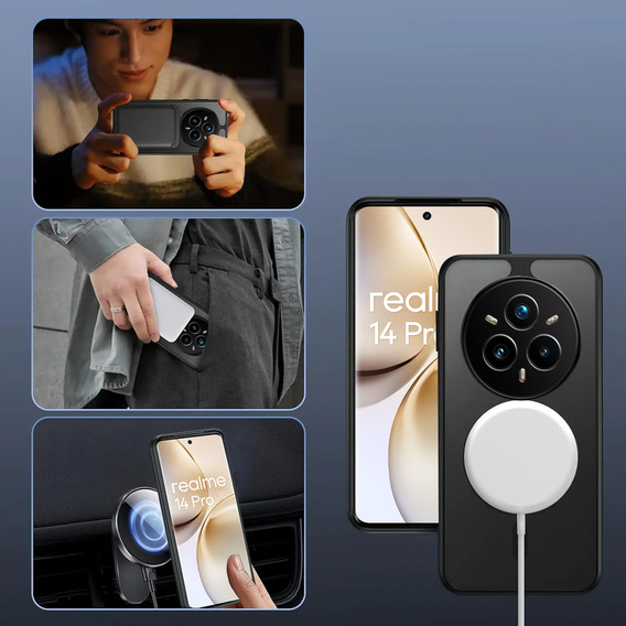 Puzdro pre Realme 14 Pro+ 5G, pre MagSafe, ERBORD Matt Case, čierny