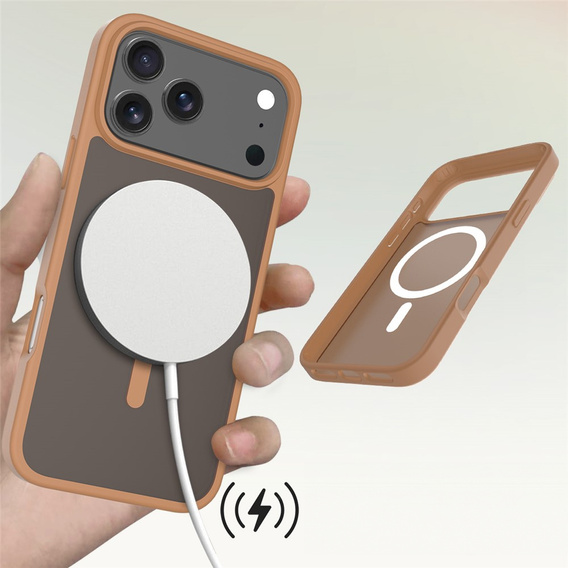 Matné puzdro pre iPhone 17 Pro, pre MagSafe, priesvitné hnedé