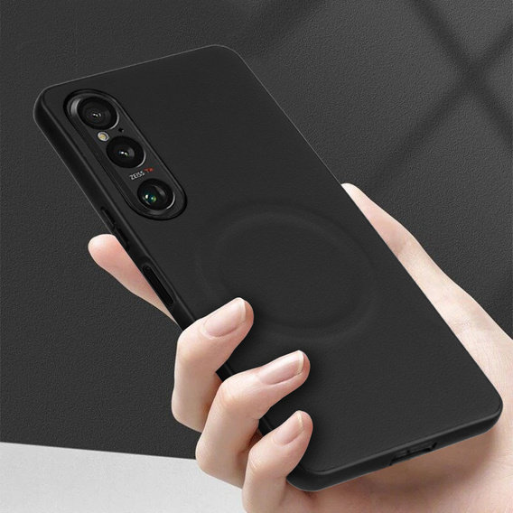 Obal na mobil pre Sony Xperia 1 VI, Leather Hybrid MagSafe, čierne