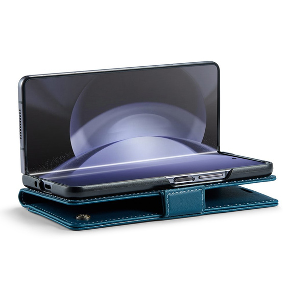 CASEME flipové puzdro pre Samsung Galaxy Z Fold6 5G, Litchi Wallet, modré