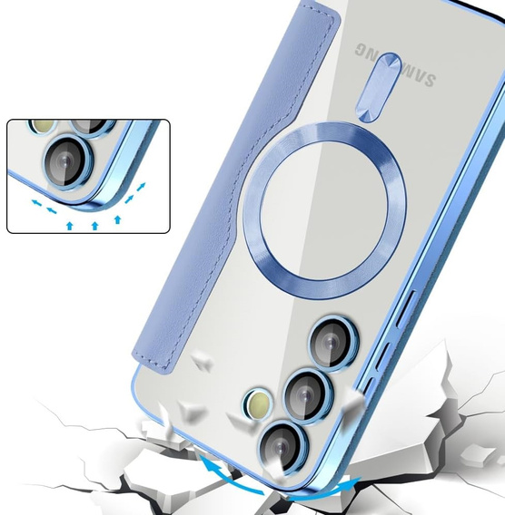 Klapkové puzdro pre Samsung Galaxy S25 FE, RFID Wallet MagSafe CamShield, modré