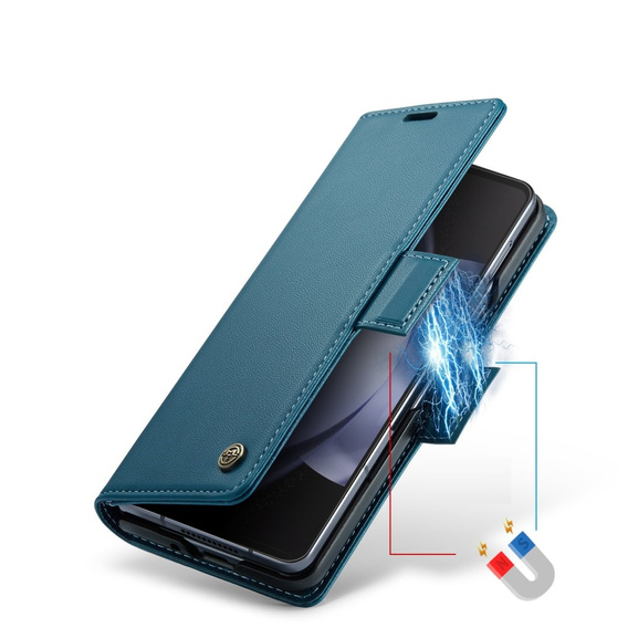 CASEME flipové puzdro pre Samsung Galaxy Z Fold6 5G, Litchi Wallet, modré