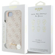 GUESS Obal na mobil pre iPhone 16E, 4G Metal Gold Logo, ružové