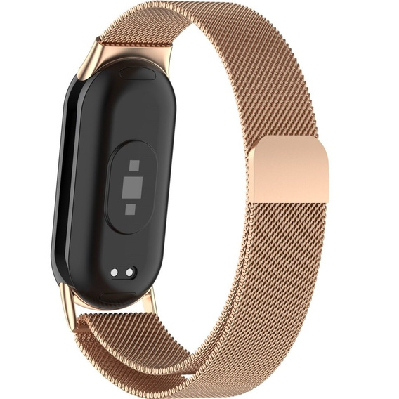 Milánsky náramok s puzdrom pre Xiaomi Smart Band 10 / 9 / 8, ružové zlato