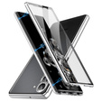 Puzdro pre Samsung Galaxy S23 Plus, Magnetic Dual Glass, strieborné