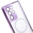 Magnetické puzdro Dual Glass MagSafe pre Samsung Galaxy S21 Ultra, fialové