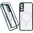 Magnetické puzdro Dual Glass MagSafe pre Samsung Galaxy S22 Plus, zelený
