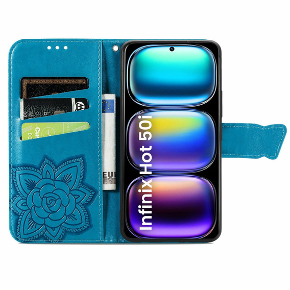 Klapkové puzdro pre Infinix Hot 50i 4G, Butterfly, modré