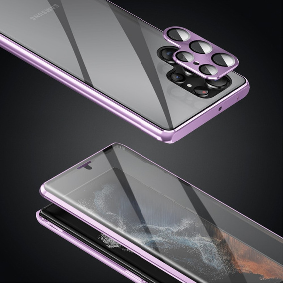 Puzdro pre Samsung Galaxy S21 Ultra, Magnetic Dual Glass, fialové