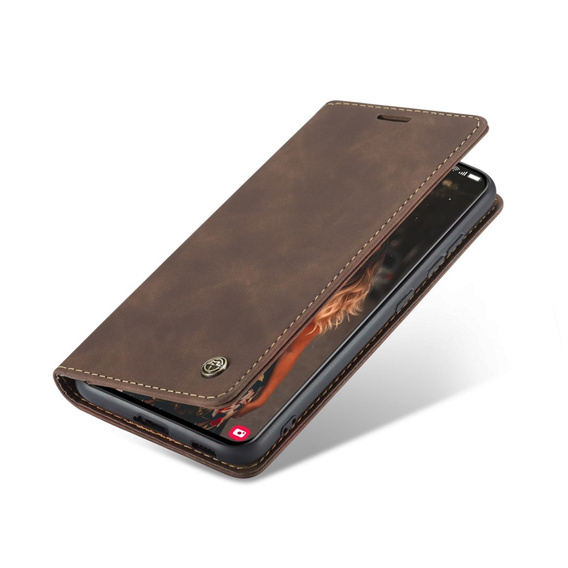 CASEME puzdro pre Samsung Galaxy S21 FE, Leather Wallet Case, káva
