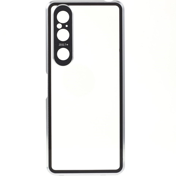 Puzdro pre Sony Xperia 1 V, Magnetic Dual Glass, strieborné